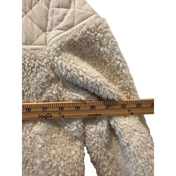 PrAna Quilted Sherpa Jacket – Ivory Cream – Size L CozyCore Après-Ski Style - Picture 6 of 8